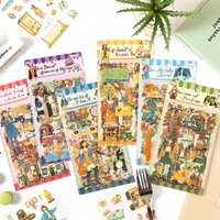 Waterproof PET Stickers Ukiyo-E Kaleidoscope for Journaling Cross-Border Decals for Kids’ DIY Scrapbooking Handmade Crafts