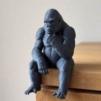 Thinking Gorilla Shelf Sitter Figurine Meditation Sitting Ape Ornaments for Home Book Edge & Office Desktop Ornament Decor Gifts