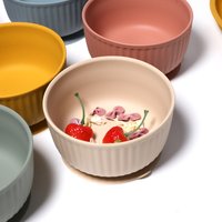 Silicone stripe suction bowl baby feeding suction bowl high quality design suction bowl