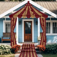 Bloody Striped Circus Porch Banner Horror Carnival Door Curtain Halloween Front Porch Decor Photo Booth Party Supplies