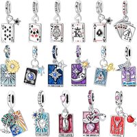 Original 925 Sterling Silver Tarot Card Charms Love Sun Playing Cards Pendants Fit Bracelets Necklaces Making For Woman Jewelry