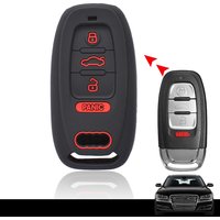 Silicone Car Key Cover For Audi A3 A4 A5 A6 A7 A8 Q5 S4 S5 S6 3 Button Keyless Remote Control Smart Key Chain Ring Case Holder