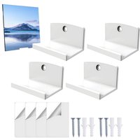 Record Display Shelf 4 Piece Acrylic Organizer Record Shelf Wall Mount for Album Picture Comic Book Collectibles Kids Bookshelf