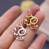 3pcs Vintage Heart Music Note Art Line Charms Earrings for Women Stainless Steel Pendant Charms for Jewelry Making diy Accessory