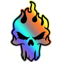 2PCS Holographic Flame Skull Stickers Waterproof Vinyl Decals For Motorcycle Bike Body Decor