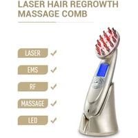 Portable Laser Hair Regrowth Device with RF/EMS/Vibration, 3 Colors LED for Home Scalp Care