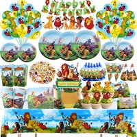 Lion King Simba Kids birthday Party Decoration Paper plate cup napkin tablecloth Balloon For Boy Baby Shower party Decor Supplie