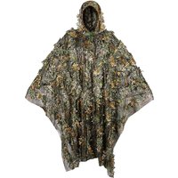 Camouflage Ghillie Poncho 3D Leaves Hunting Cape Camouflage Cloak Stealth Ghillie Suit for Military CS Woodland Hunting