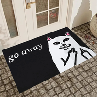 Funny Cat Carpet Mat Rug Home Decoration Go Away Novelty Pattern Entrance Teen Room Floor Mat Non-Slip Welcome Mat Floor Mat