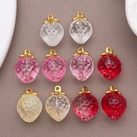 10pc High Quality Semitransparent Glass Strawberry Charms 3D Simulated Fruit Pendant For Earring Keychains Diy Jewelry Make