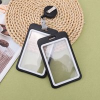 Retractable ID Card Holder Lanyard, Transparent Plastic Badge Reel Clip for Office Work ID Badges, Keychain, School Card