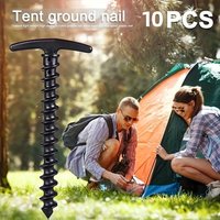 10-Pack Camping Tent Stakes, Beach Nails with Serrated Threads - Durable, Lightweight & Easy to Use for Camping and Outdoor