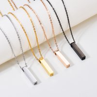 Stainless Steel Customized Text Geometry Vertical Cubic Bar Cremation Urn For Memorial Ash Keepsake JewelryPendant Necklace