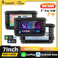Radio samochodowe Podofo 7" Android 2Din do VW POLO Seat Altea JATTA PASSAT GOLF Carplay Android Auto Nawigacja GPS DSP BT FM RDS