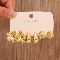 16Pcs Exquisite Starfish Shell Stud Earrings Fashionable CCB Earring Set Women's Summer Beach Party Jewelry Gifts