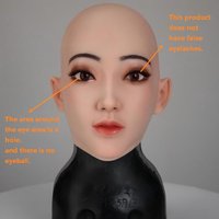 Realistic Silicone Head Mask - Christinn Head Cover for Cosplay Pranks Male-to-Female Crossdressing - No Fake Eyes Included