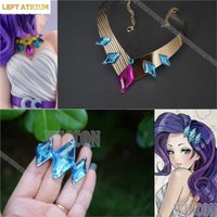 Rarity RR Anime My Pony Cosplay Prop Wig Curly Purple 90cm Hair Eyelash Hair Clip Necklace Women Girl Holloween Party Customized