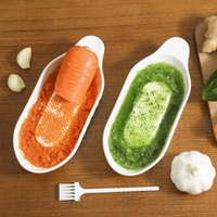 Grinder Hand Action Ceramic Grinding Ginger Clay Artifact Bowl Wipe Convenient with Brush Head Ginger Juice Garlic Grinder