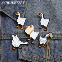 Cartoon Action Simulation Goose Game Badge Enamel Pins Funny Cool Goose Holding Bread Rose Hammer Brooch Jewelry Game Fans Gift