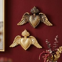 1PC, European-style vintage heart-shaped wing-shaped decorative hanging item, made of resin, for DIY wall decoration