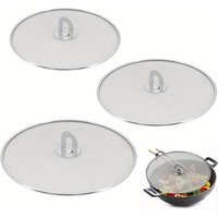 1/3Pcs Splatter Screen for Frying Pan Cooking, Stainless Steels Frying Pan Splatter Guard with Fold Flat Knob Cover Protector
