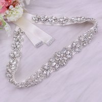 TOPQUEEN S75 robe de mariée ceinture argent strass cristal élégant luxe à la main perlé demoiselle d'honneur femmes robes ceinture