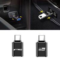 1Pcs USB To Type-C OTG Adapter USB Female Converter Phone Charger For Toyota Yaris Prius Fortuner CHR Auris Verso TRD Corolla