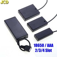 JCD 1pcs 2Slot 18650 2/3/4 Slot AAA Battery Holder AA Battery Box Case With USB Female Power Port DIY Switch & Cover