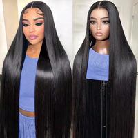46 Inch 13x6 Lace Front Wigs Natural Human Hair 220 Density Straight HD Lace Front Wigs Pre Plucked Straight Glueless Human Hair