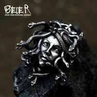 BEIER Fashion Cool Skull Punk Movie Animal Jewelry 316L Stainless Steel snake medusa necklace pendant BP8-657