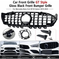 Auto-Frontgrill GT-Stil Hochglanz-Schwarz Frontstoßstangengrill für Mercedes-Benz CLA-Klasse X118 W118 C118 Limousine 2019-2023 Autoteile