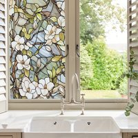 Flower Window Sticker Window Privacy Film Stained Glass Film No Adhesive Electrostatic Sticker Waterproof Home Decoration