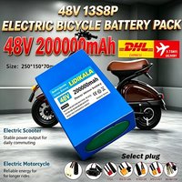 48V 200Ah Lithium-Ionen-Akkupack, 13S8P-Konfiguration, 48V 200000mAh E-Bike-Akku, 2000W, integriertes 50A BMS