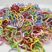 12Pcs Macaron Color Heart Swivel Hooks Lobster Clasp Keychain DIY Jewelry Accessories
