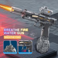 New Electric Water Gun With light Sprays Flame Effect Continuously High-pressure High-speed Powerful Outdoor Water Gun Toys USB