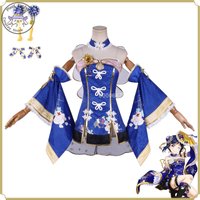High Quality Full Set Kanan Matsuura Cosplay Costume - Women's Chinese Style Blue Dress Anime Clothes Comic Con Party Suit