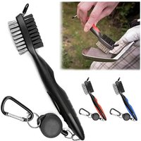 Golf Club Brush Groove Cleaner Retractable Dual Sided Nylon Bristles Aluminum Carabiner Groove Cleaner Groove Cleaning Tool Kit