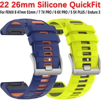 26mm 22mm Durable Soft Silicone QuickFit Watchband For Garmin Fenix 8 47 51mm 5X 6 6X 7 7X Solar Epix Gen2 Quatix Bracelet Band