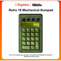 8BitDo Retro 18 Mechanical Numpad BT 2.4G Type-C Wired Supports Calculator Mode Xbox Edition for Windows Android PC