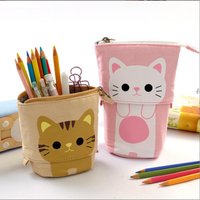Retractable Pencil Case Kawaii Style DIY Printed Pen Holder Large Capacity for School Office Organization Stationery