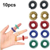 10Pcs Multicolor Finger Massage Rings Stainless Steel Fidget Rings for Stress Relief Elastic Acupressure Sensory Tools for Adult