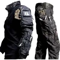 Tactical Uniform Combat Shirts Tops Airsoft Multicam Camo Suits Cargo Pants Men Hunting Clothes Wear-resisting Sets