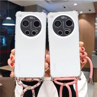Crossbody Lanyard TPU Case For Xiaomi Mi 17 Ultra 17T Pro Transparent Shockproof Soft Silicone Cover For Xiaomi 17 Pro Max