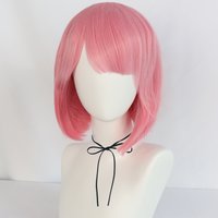 Pink Short Bob Wig Straight with Bangs Synthetic Heat Resistant Hair for Women Cosplay Halloween Party