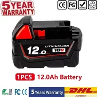 100%Original for Milwaukee M18 Power Tool Battery, Charger, BR, XC, 18V, 12000mAh M18B5, 48-11-1860, Built-in 21700 Battery