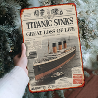 Titanic Sinking: Vintage-Style Metal Sign - Perfect for History Buffs & Collectors, Wall Hanging Decor, Retro Style