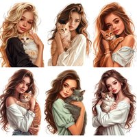 16Pcs/Pack Cute Cat Girl Sticker DIY Craft Scrapbooking Album Junk Journal Decorative Stickers