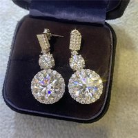 Banquet Moissanite PT950 Platinum Single 6 Carat Luxury Hearts And Arrows Drop Earrings for Women, stunning evening ornament