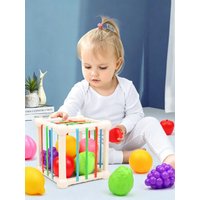 Montessori Rainbow Cube Sensory Shape Sorter Toy for Toddlers Baby Fine Motor Skills Training Educational Play Games Baby Toys