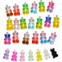 20Pcs 14 Colors Cute Animal Gummy Bear Resin Charms For Making Drop Earrings Pendants Necklaces Keychain DIY Jewelry Findings